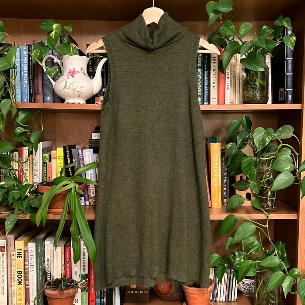ModCloth. Olive green sweater mini dress.